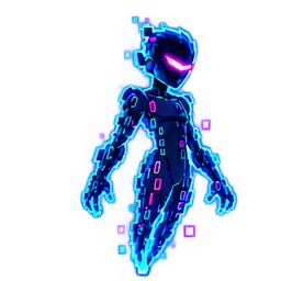 Shift, una figura digital inestable hecha de luz.